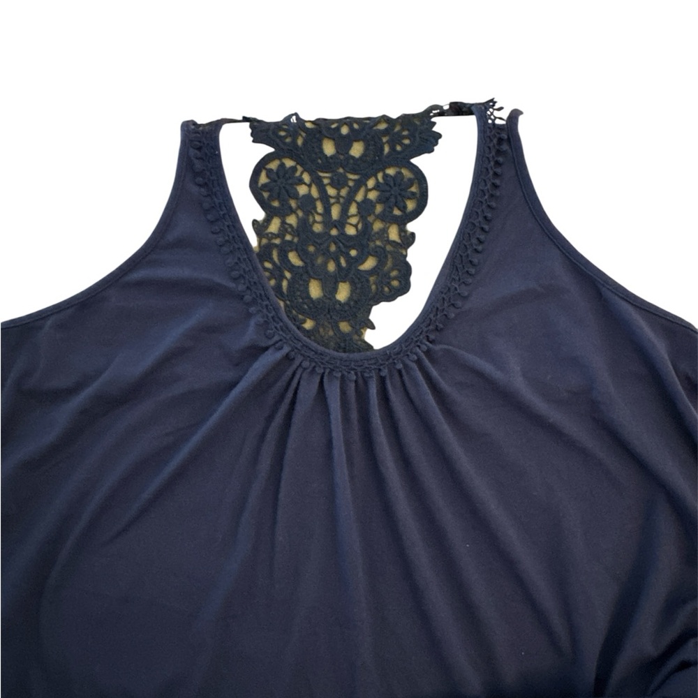 Elegant Navy Lace Back Dress in bloom pajama dress slip - Picture 2 of 7